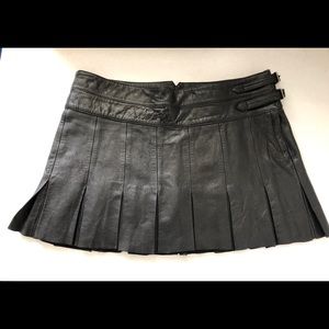 Joie Leather Gladiator Pleated Skirt